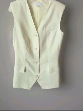 Topshop Cream Tailored Vest with Button Front